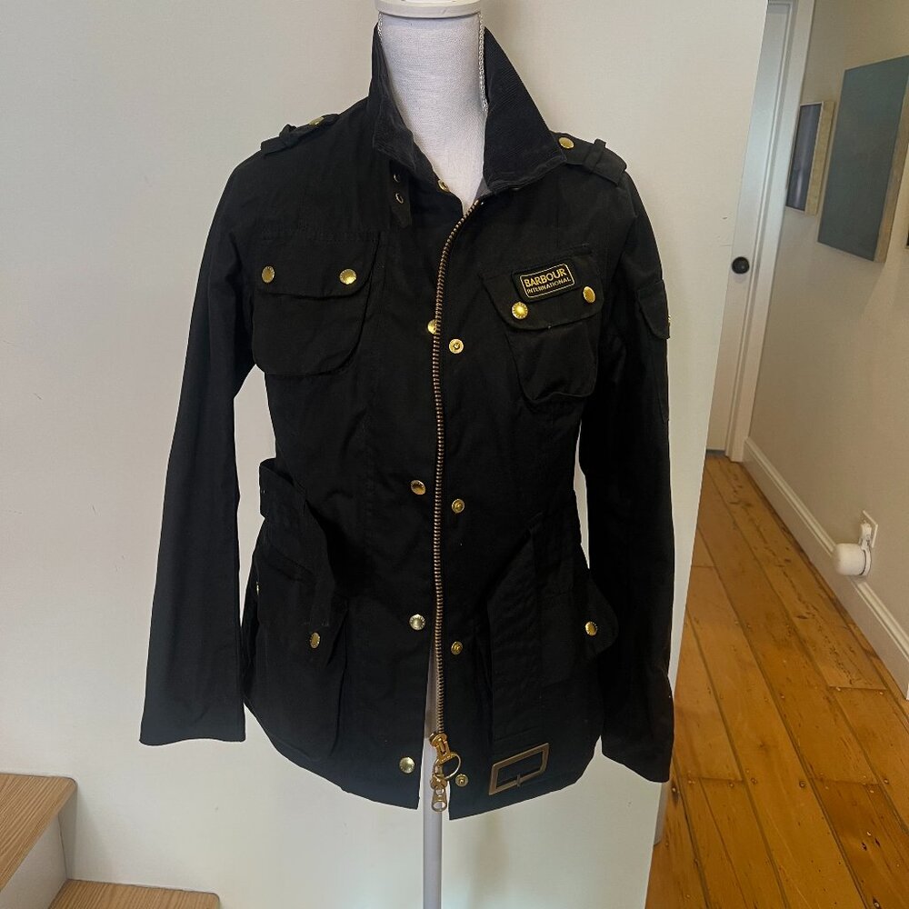 Barbour Ladies International Waxed Jacket Size 6 Black